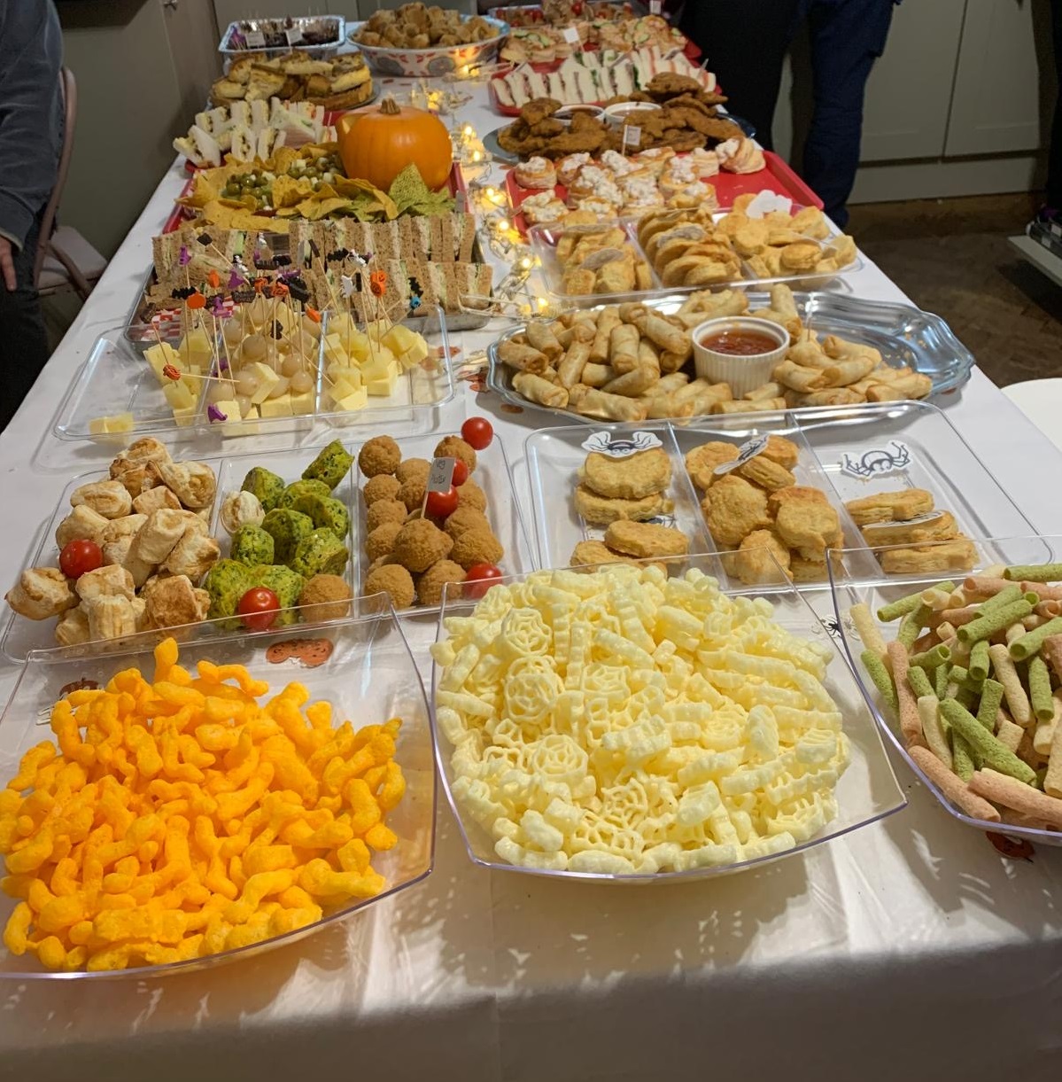 Halloween party laid out on a table.